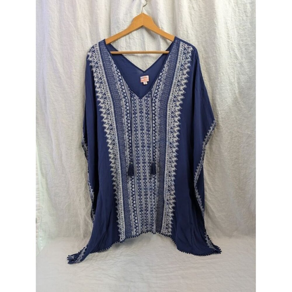 Stella & Dot Beach women's size medium navy blue beach cover up vacation pool I1